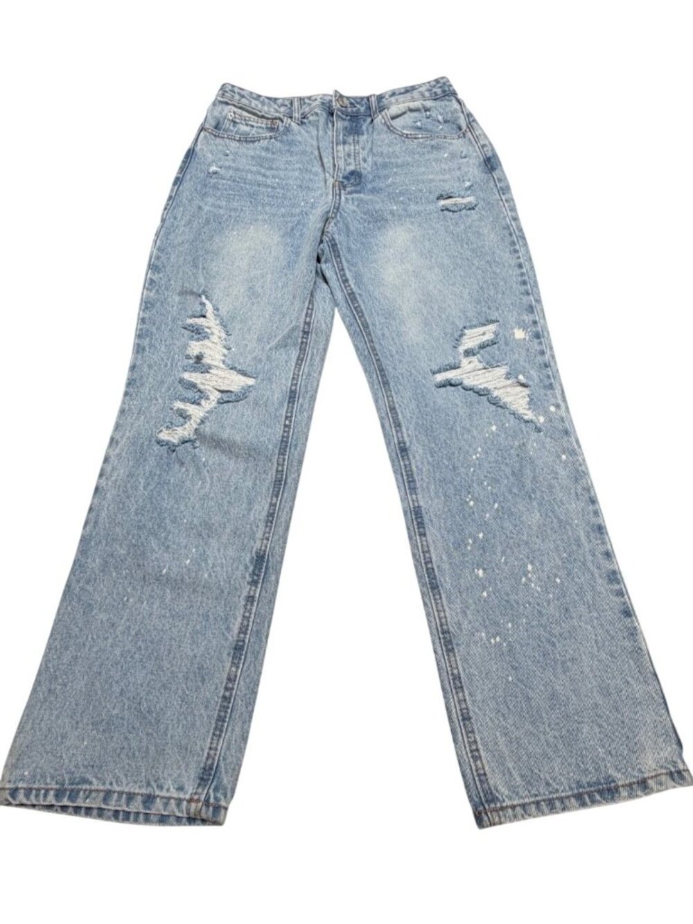 No Boundaries Super High Rise Relaxed Fit 90’s Distressed Light Wash Jeans Sz 11